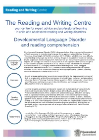 Developmental Language Disorder and Reading Comprehension