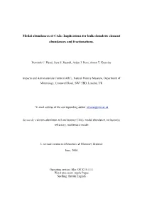Modal Abundances of Cais: Implications for Bulk Chondrite Element Abundances and Fractionations