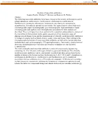 Analysis of Macrolide Antibiotics Isadore Kanfer, Michael F