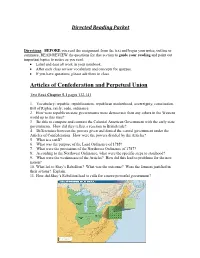 Articles of Confederation and Perpetual Union