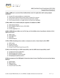 AWS Certified Cloud Practitioner (CLF-C01) Sample Exam Questions