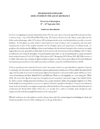 INFORMATION OVERLOAD? MUSIC STUDIES in the AGE of ABUNDANCE University of Birmingham 8Th – 10Th September 2021 Conference Intr