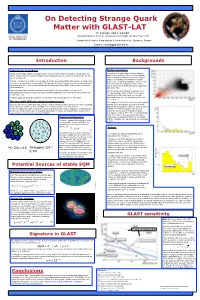 On Detecting Strange Quark Matter with GLAST-LAT P