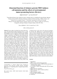 Abnormal Function of Telomere Protein TRF2 Induces Cell Mutation and the Effects of Environmental Tumor‑Promoting Factors (Review)