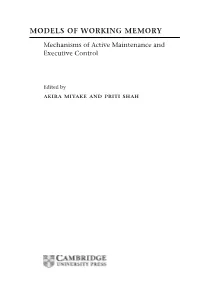 Models of Working Memory