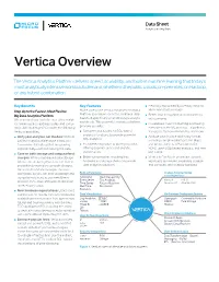Vertica Overview Data Sheet