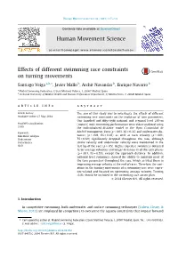Effects of Different Swimming Race Constraints on Turning Movements