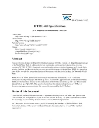 HTML 4.0 Specification