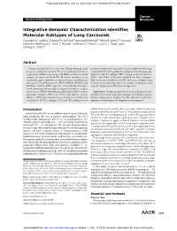 Integrative Genomic Characterization Identifies Molecular Subtypes of Lung Carcinoids