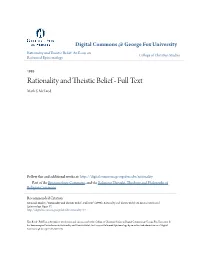 Rationality and Theistic Belief: an Essay on College of Christian Studies Reformed Epistemology