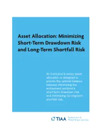 T013 Asset Allocation Minimizing Short-Term Drawdown Risk And