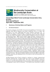 Biodiversity Conservation at the Landscape Scale a Program of the Wildlife Conservation Society Supported by the USAID/Global Conservation Program