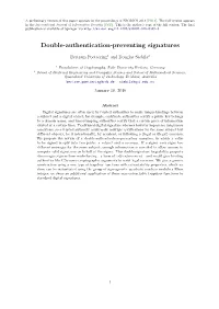 Double-Authentication-Preventing Signatures