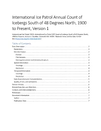 International Ice Patrol Annual Count of Icebergs South of 48 Degrees North, 1900 to Present, Version 1