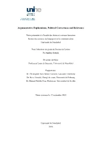 Argumentative Euphemisms, Political Correctness and Relevance