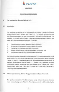 CHAPTER 4 RESULTS and DISCUSSION A. the Vegetation Of