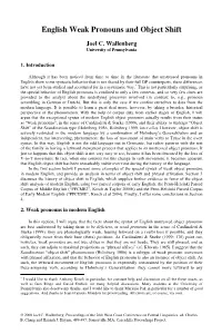 English Weak Pronouns and Object Shift
