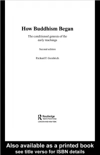 How Buddhism Began by R.F. Gombrich