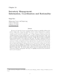 Inventory Management: Information, Coordination and Rationality1