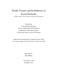 Triadic Closure and Its Influence in Social Networks – a Microscopic View of Network Structural Dynamics