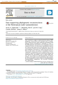Data Supporting Phylogenetic Reconstructions of the Neotropical Clade Gymnotiformes