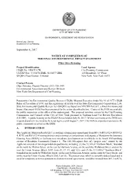 Notice of Completion for a Final Environmental Impact Statement