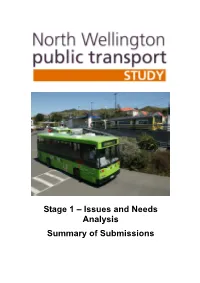 Stage 1 – Issues and Needs Analysis Summary of Submissions