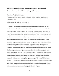 All-Chalcogenide Raman-Parametric Laser, Wavelength Converter and Amplifier in a Single Microwire