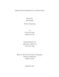 Analysis of Gear Tooth Profiles for Use in a Mechanical Clock Submitted By