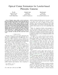 Optical Center Estimation for Lenslet-Based Plenoptic Cameras
