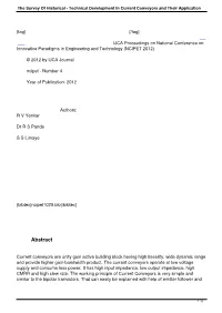 Technical Development in Current Conveyors and Their Application