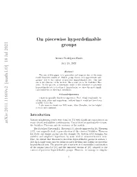 Arxiv:2011.11669V2 [Math.LO] 18 Jul 2021 on Piecewise Hyperdefinable Groups