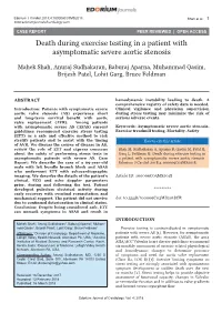 Death During Exercise Testing in a Patient with Asymptomatic Severe Aortic Stenosis