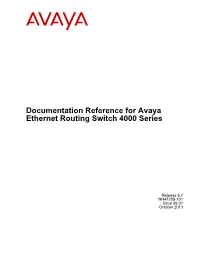 Documentation Reference for Avaya Ethernet Routing Switch 4000 Series