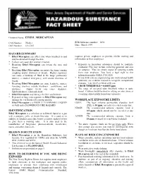 Ethyl Mercaptan Hazard Summary Identification