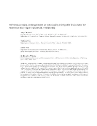 Infrared-Dressed Entanglement of Cold Open-Shell Polar Molecules for Universal Matchgate Quantum Computing