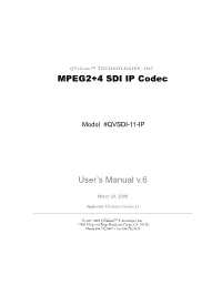 MPEG2+4 SDI Codec Manual-V6.Pdf