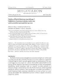 Studies of North American Macrofungi, 1. Validation of Lactarius Rubidus Comb. Nov. and Leccinellum Quercophilum Sp. Nov