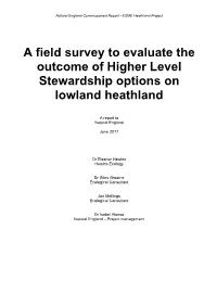 A Field Survey to Evaluate the Outcome of Higher Level Stewardship Options on Lowland Heathland