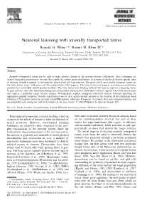 Neuronal Lesioning with Axonally Transported Toxins