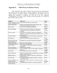 Appendix E Nobel Prizes in Nuclear Science