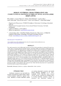 Design, Synthesis, Characterization and Computational Docking Studies of Novel Sulfonamide Derivatives