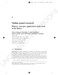 Online Panel Research History, Concepts, Applications and a Look at the Future