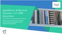 Quickbooks & Microsoft Dynamics 365/CRM Integration