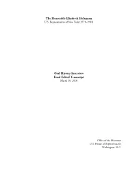 The Honorable Elizabeth Holtzman Oral History Interview Final Edited