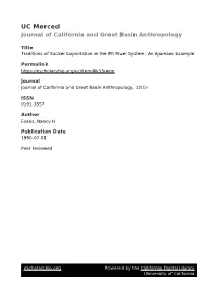Traditions of Sucker Exploitation in the Pit River System: an Ajumawi Example