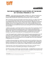 Feature Documentary ​David Foster: Off the Record Set for World Premiere at Tiff