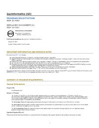 Geoinformatics (GI) (Nsf21583) |