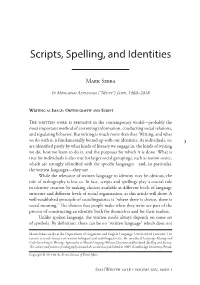 Scripts, Spelling, and Identities