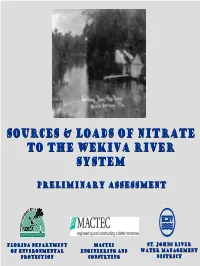 Sources & Loads of Nitrate to the Wekiva River System
